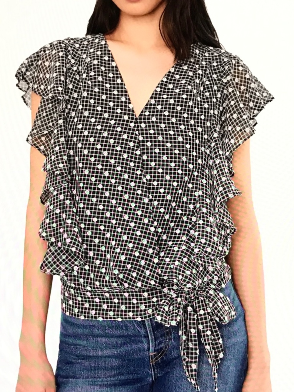 LIVERPOOL Short Ruffle Sleeve Blouse Size Small